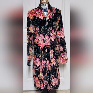 Etta Vee Jessica Raulet Long Sleeve Floral Plush Robe With Matching Belt Size XL